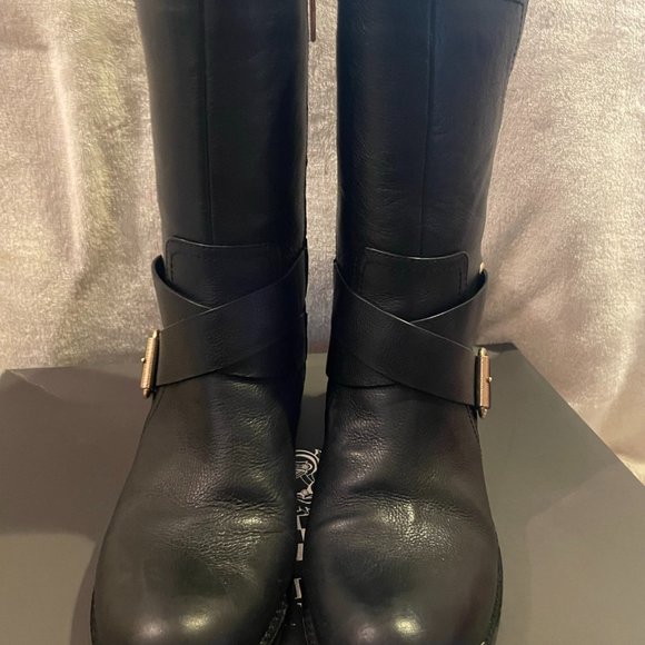 Vince Camuto Shoes - Vince Camuto Wethima Black Leather Moto Boots - Size 8.5 M